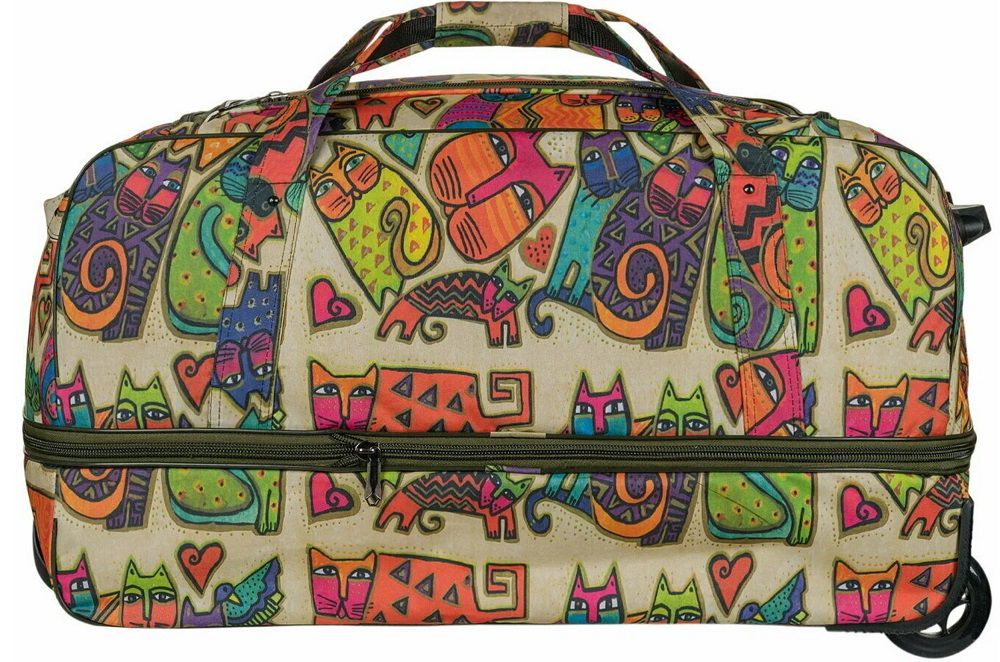 М-5801 Сумка на колесах дизайн кошки бежевый (Бежевый/74*41*38/полиэстер)