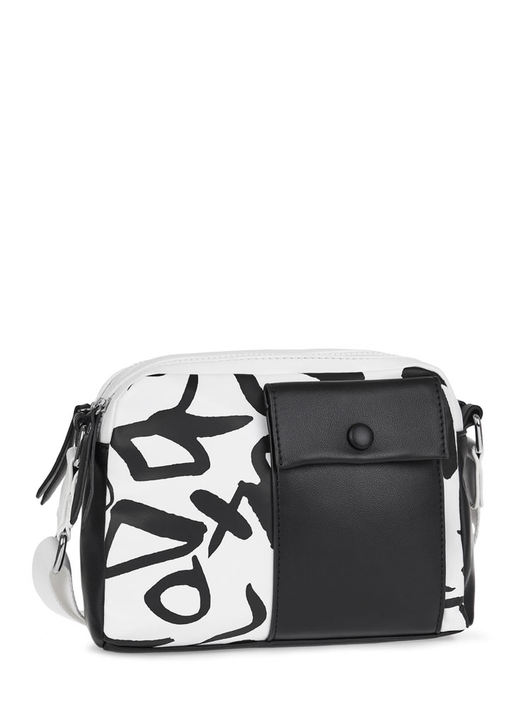 112-122-30 Сумка женская белый/чёрный (Белый/чёрный/24*19*7/Экокожа/Redmond)