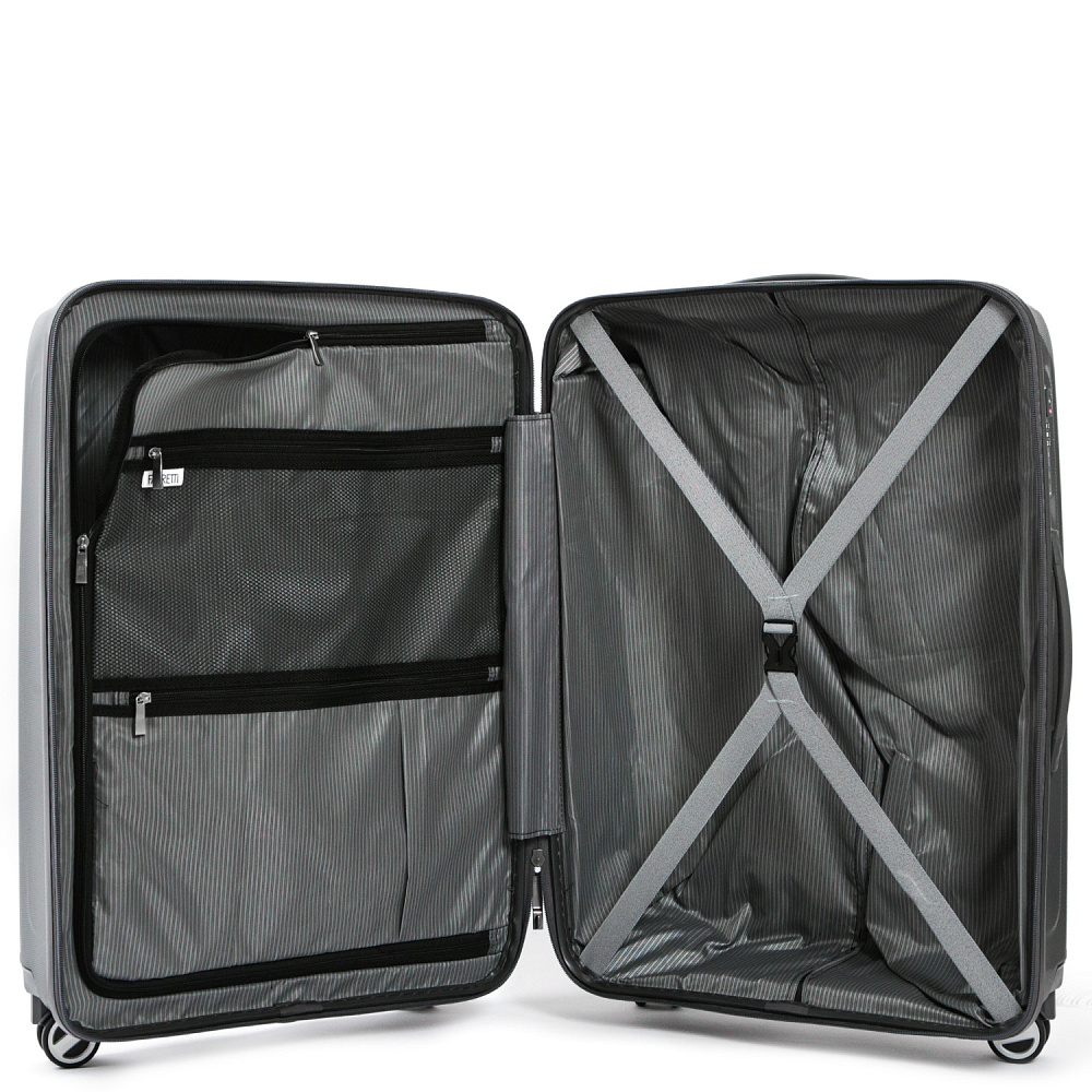 EN3520-24-3 Чемодан 4-х колесный 100% полипропилен FABRETTI  (Серый/47*68*29/полипропилен/M)