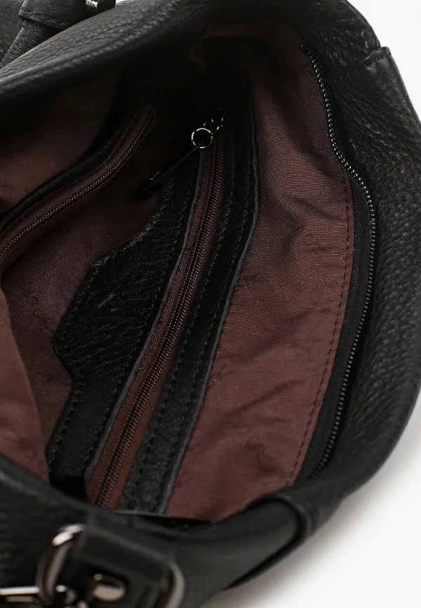 312К Сумка женская натуральная кожа (черный)  (Черный/натуральная кожа)