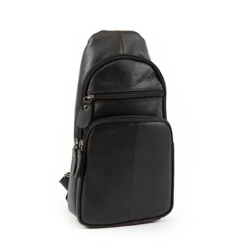 01-803-21-4 Рюкзак на одной лямке натуральная кожа (чёрный) (Черный/16*6*30/натуральная кожа/M)