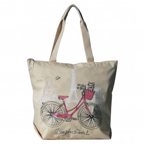 1-111 Сумка молодёжная (Изюмчик в Париже/бежевый) (бежевый/36*43*12/текстиль/ANTAN)