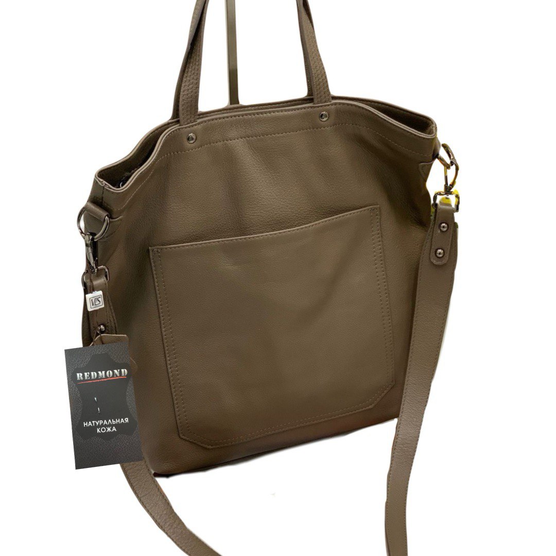 8775К Сумка женская натуральная кожа (khaki) (Хаки/27*34*10/натуральная кожа/Redmond)