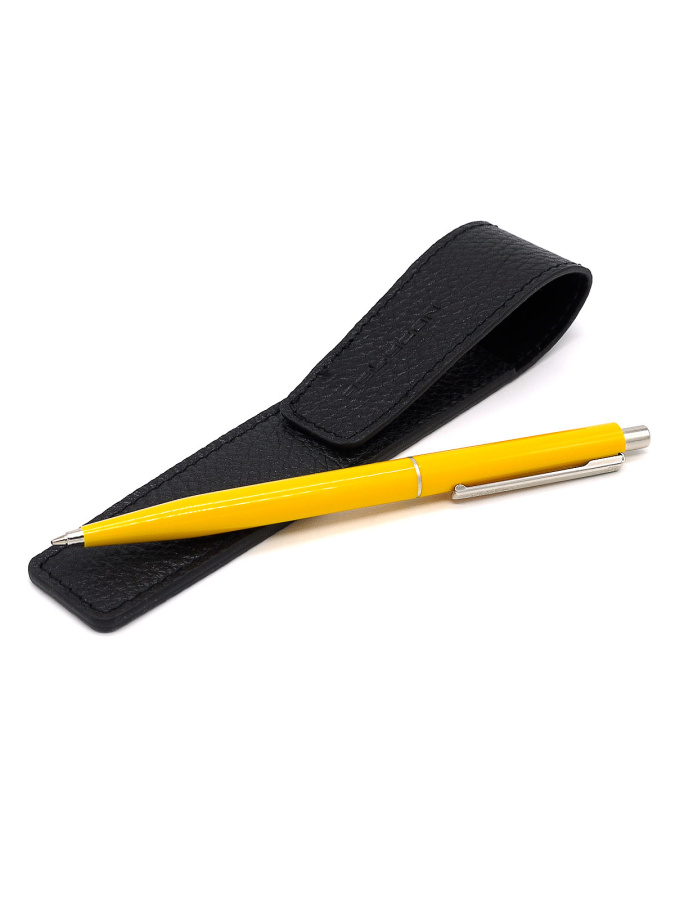 102-719-12 Ручка в чехле Пеллекон (черный/желтый/16*3*0,5/натуральная кожа/PELLECON)