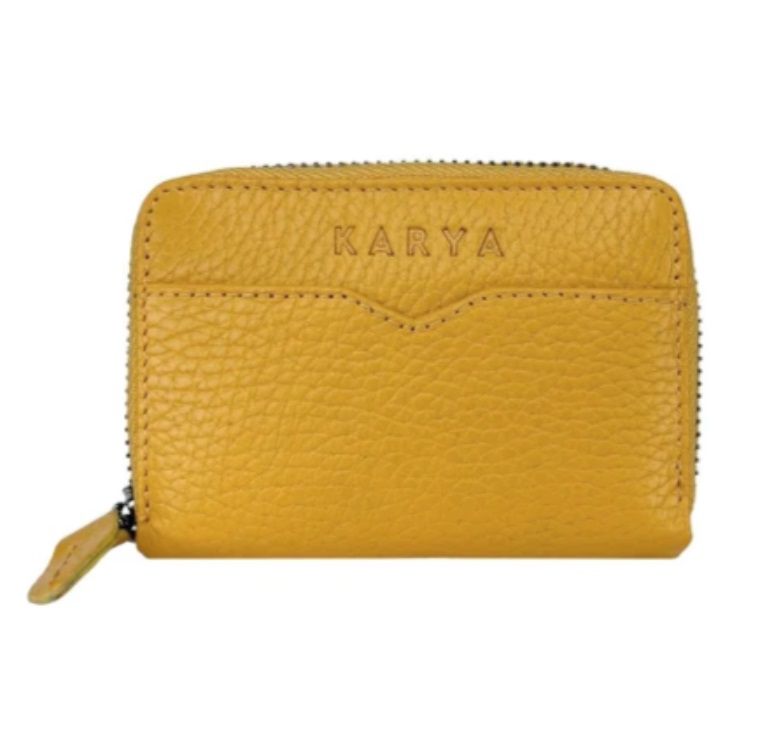 0043-56 Картхолдер натуральная кожа KARYA (Жёлтый/11*8*2/натуральная кожа/KARYA)
