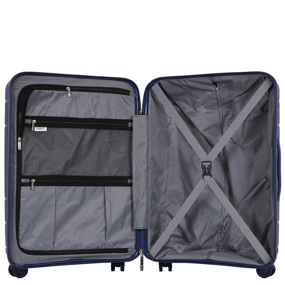 EN9520-24-8 Чемодан 4-х колесный 100% полипропилен FABRETTI (Синий/45*66*26/полипропилен/M/FABRETTI)