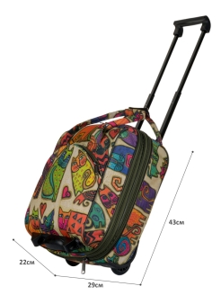 М-7316 Сумка на колесах дизайн кошки бежевый (бежевый/43*29*22/полиэстер/NTL Continent)