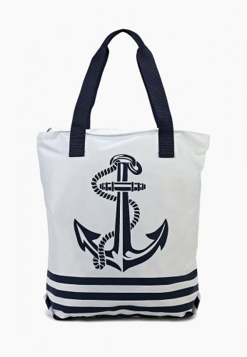 1-58 Сумка молодёжная (Морская/сине-белый) (Белый/синий/28*38*10/текстиль/ANTAN)