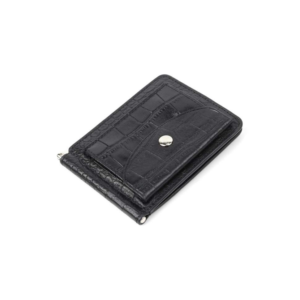 063-DC9-11J/A Зажим с монетницей на кнопке (чёрный) (Черный/10,5*8,5*0,5/натуральная кожа/Doublecity)