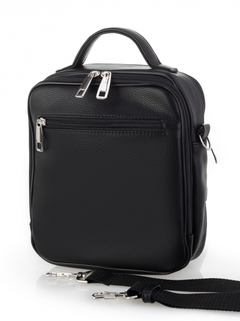 3669 Сумка мужская чёрная (Черный/искусственная кожа)