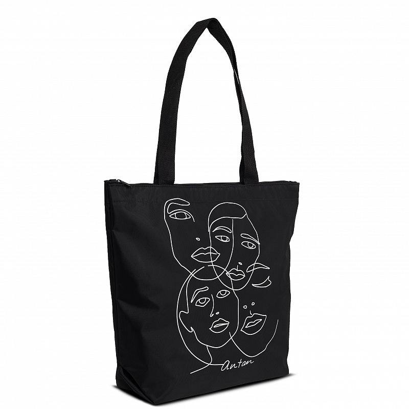 1-111 Сумка молодёжная (Лица/черный) (Черный/36*43*12/текстиль/ANTAN)