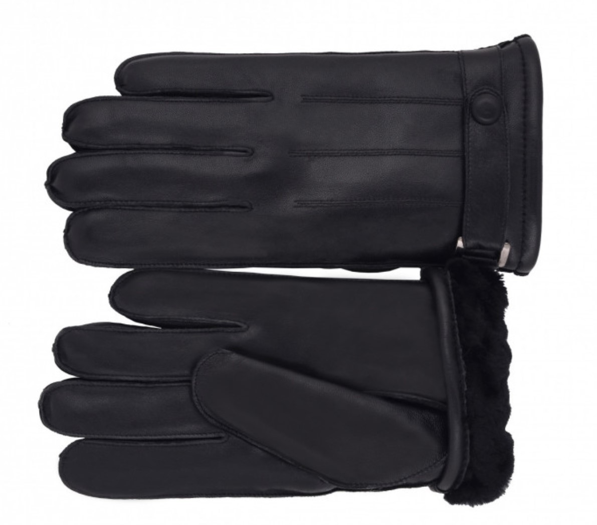 381403 Перчатки мужские лайка с клёпкой на овчине м (черный/8;8,5;9;9,5;10/натуральная кожа/натуральный мех/PERST)