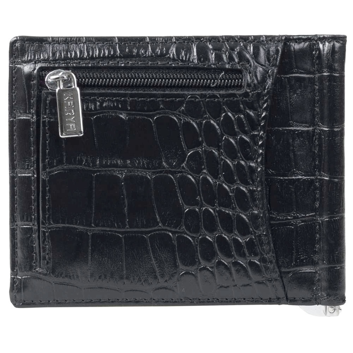 0455-53 Зажим для купюр KARYA (Черный/11*8,5*1/натуральная кожа)