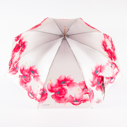 618144 Зонт женский трость,полуавтомат,сатин. ручка пласт. крюк (сатин/Goroshek)