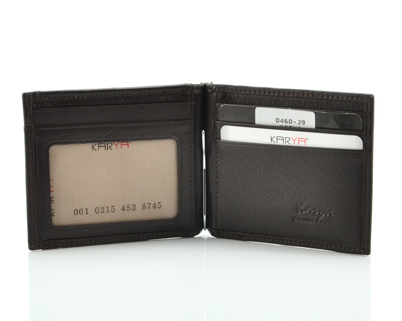 0460-39 Зажим для купюр KARYA (Коричневый/11*8*1/натуральная кожа)