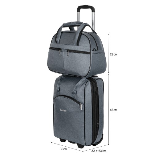 М-7318-2Б Сумка на колесах катионик (серый) (серый/30*47*22/текстиль/NTL Continent)