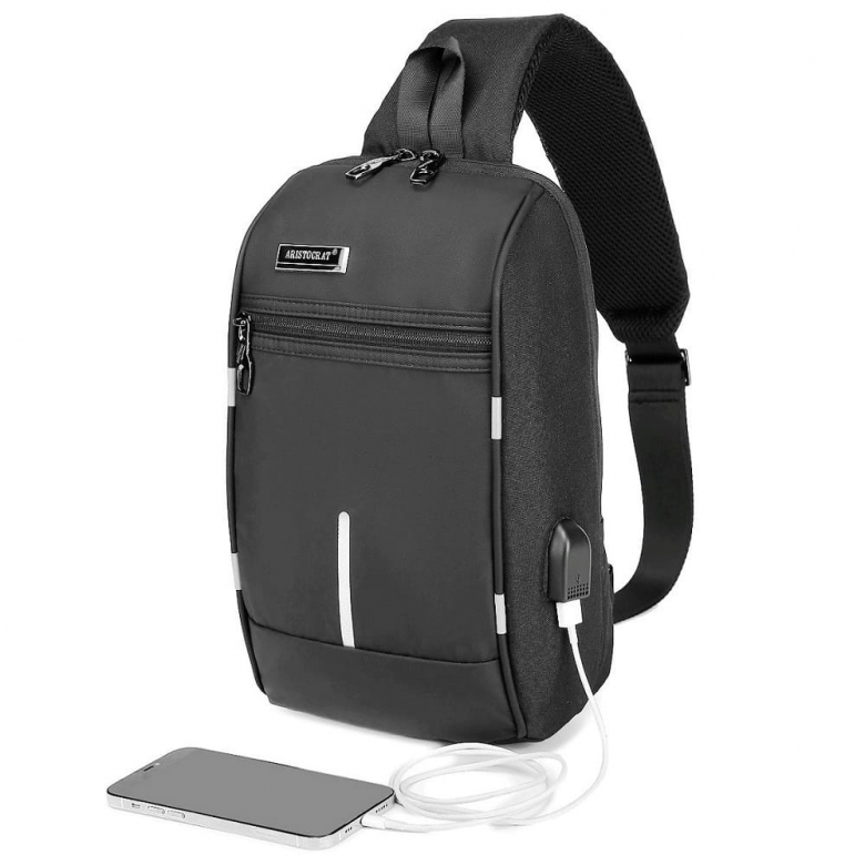 1203 (BLACK) Рюкзак на одной лямке ARISTOCRAT (черный/20*30*10/полиэстер/0,45 кг/4 литра/ARISTOCRAT )