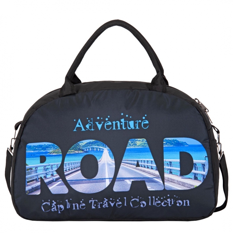 №69 Сумка дорожная черный, ткань плащевка (Черный/24*43*13/полиэстер/0,35 кг)