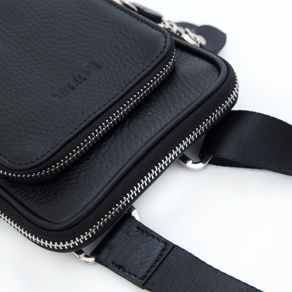 288 чёрная Сумка мужская натуральная кожа WOLFE (Черный/20*15*3/натуральная кожа/WOLFE)