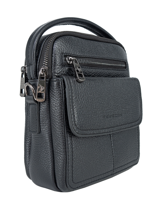 102-81744-1 Сумка мужская кожа Пеллекон (черный/17*20*8,5/натуральная кожа/PELLECON)