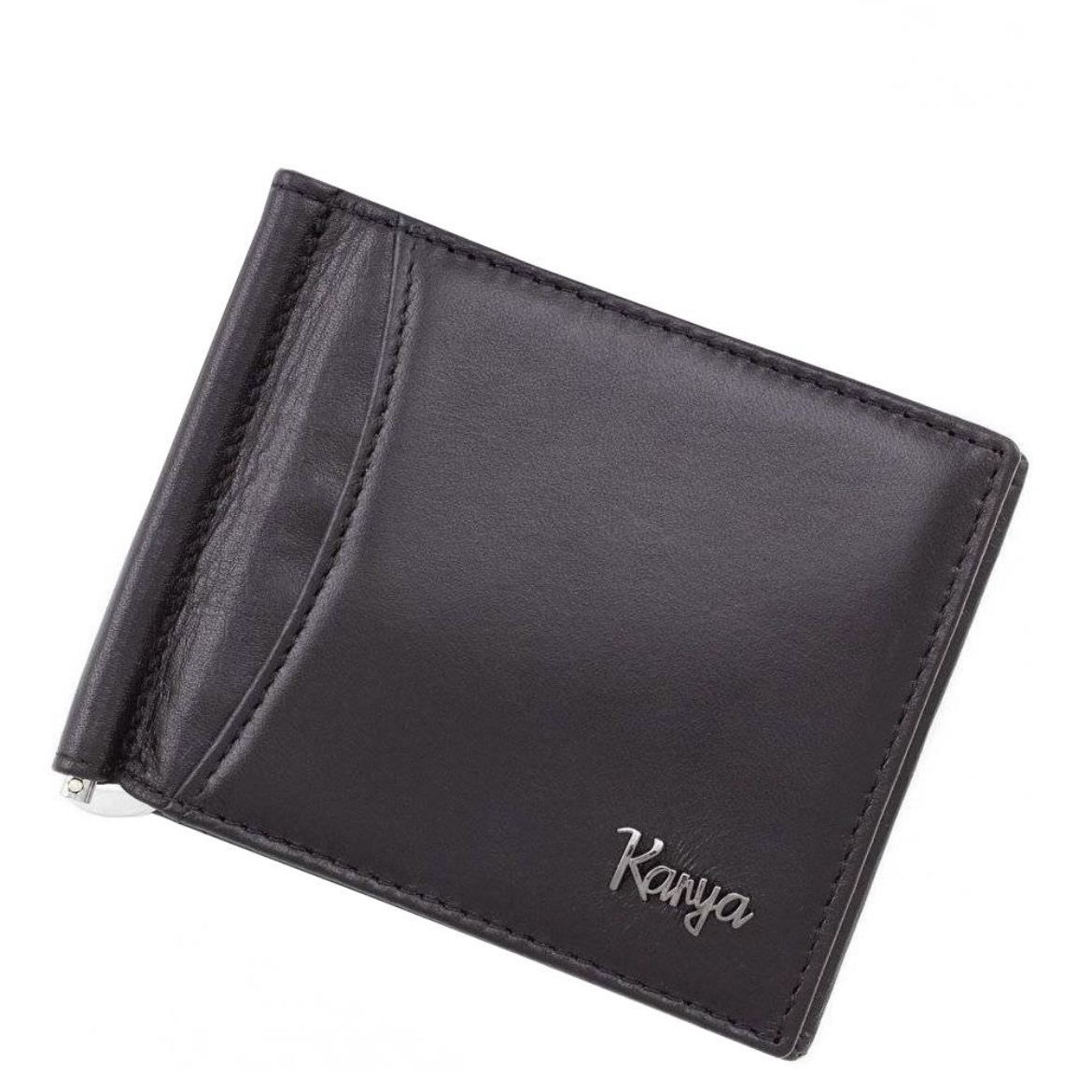 0455-1 Зажим для купюр KARYA (Черный/11*8,5*1/натуральная кожа)