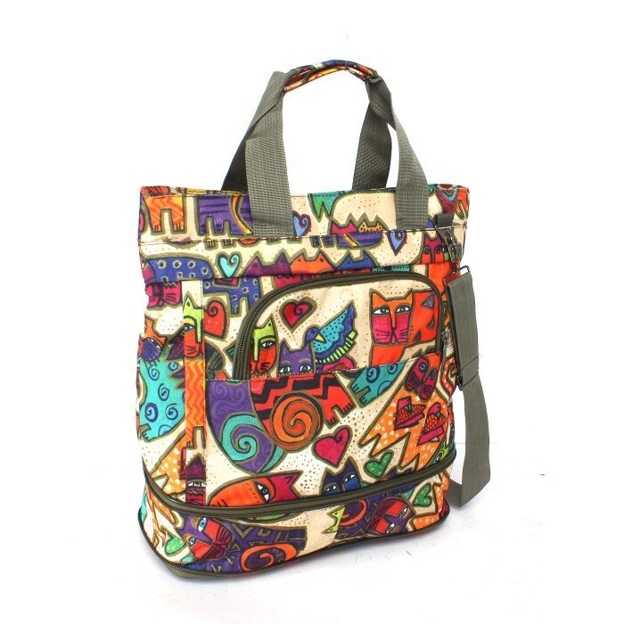 М-090 Сумка хозяйственная кошки бежевый (Бежевый/36*34*16/полиэстер/NTL Continent)