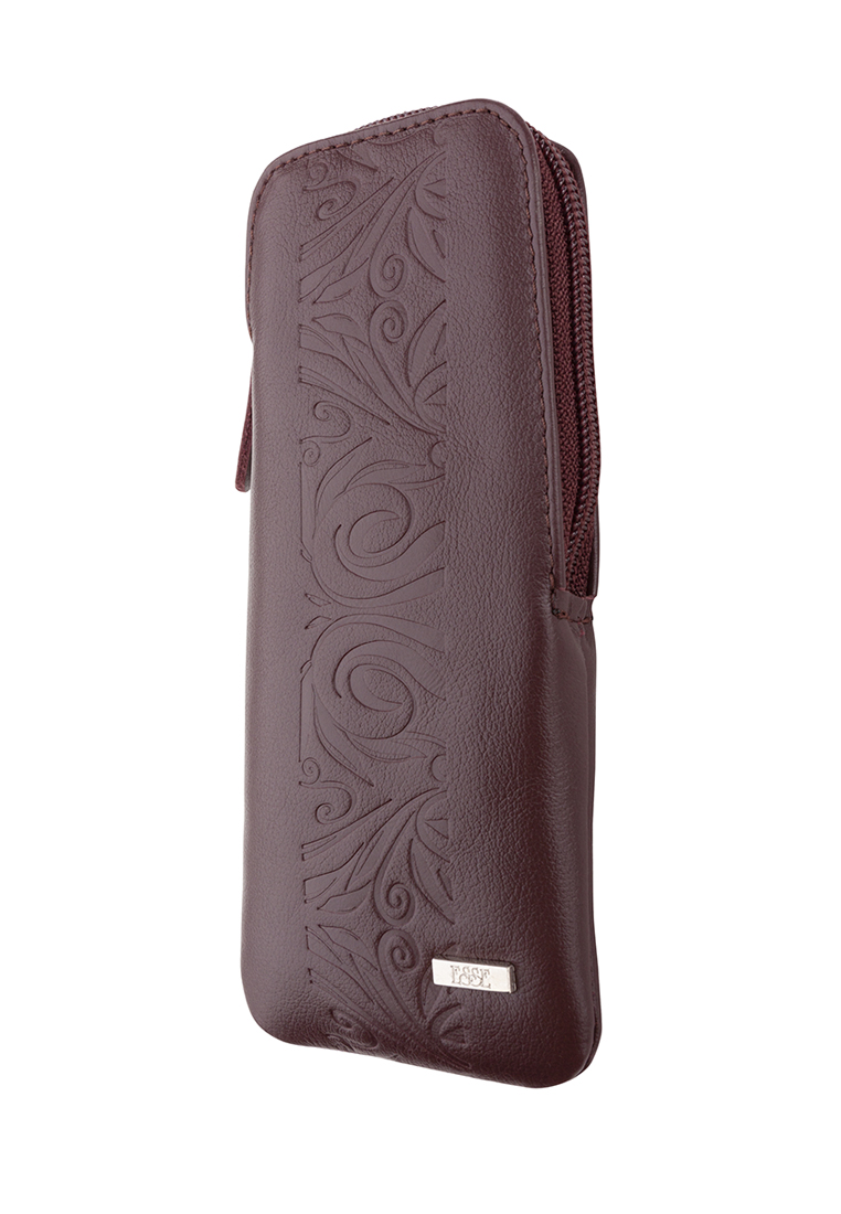 77223 Футляр для очков СКАЙ CHERRY кожа вишня тиснение кэж. (Бордовый/натуральная кожа/Esse)