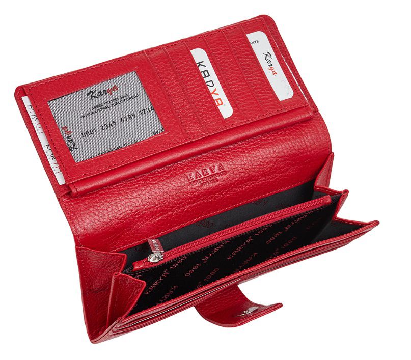 1184-46 Портмоне женское натуральная кожа KARYA (Красный/19*9,5*3/натуральная кожа)