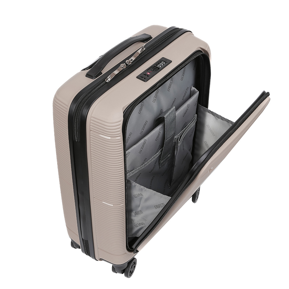 AT1010-20-12 FABRETTI Чемодан 4-х колесный 100% полипропилен (бежевый тёмный/39*55*21/полипропилен/S/FABRETTI)