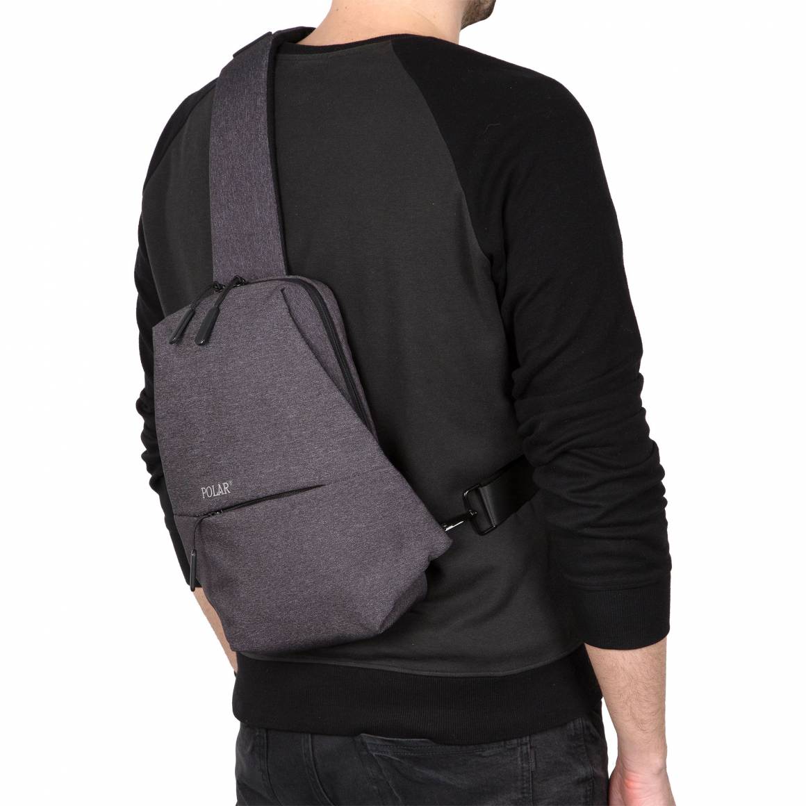 П0309-06 (Grey) Рюкзак однолямочный текстиль (серый/18*32*8/полиэстер/0,32 кг/3,2 литра/Polar)