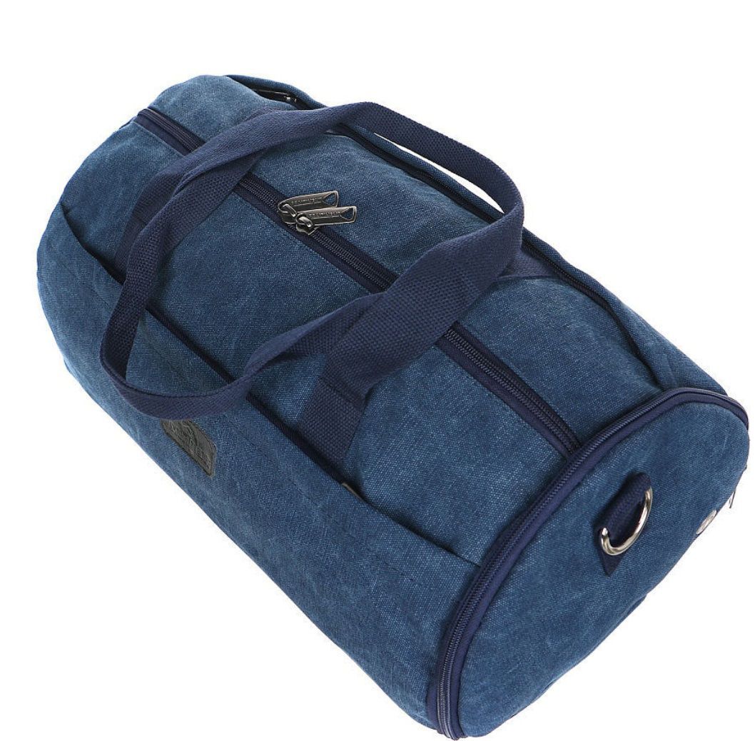 М-710 Сумка спортивная брезент синий (Синий/43*25*25/брезент/NTL Continent)