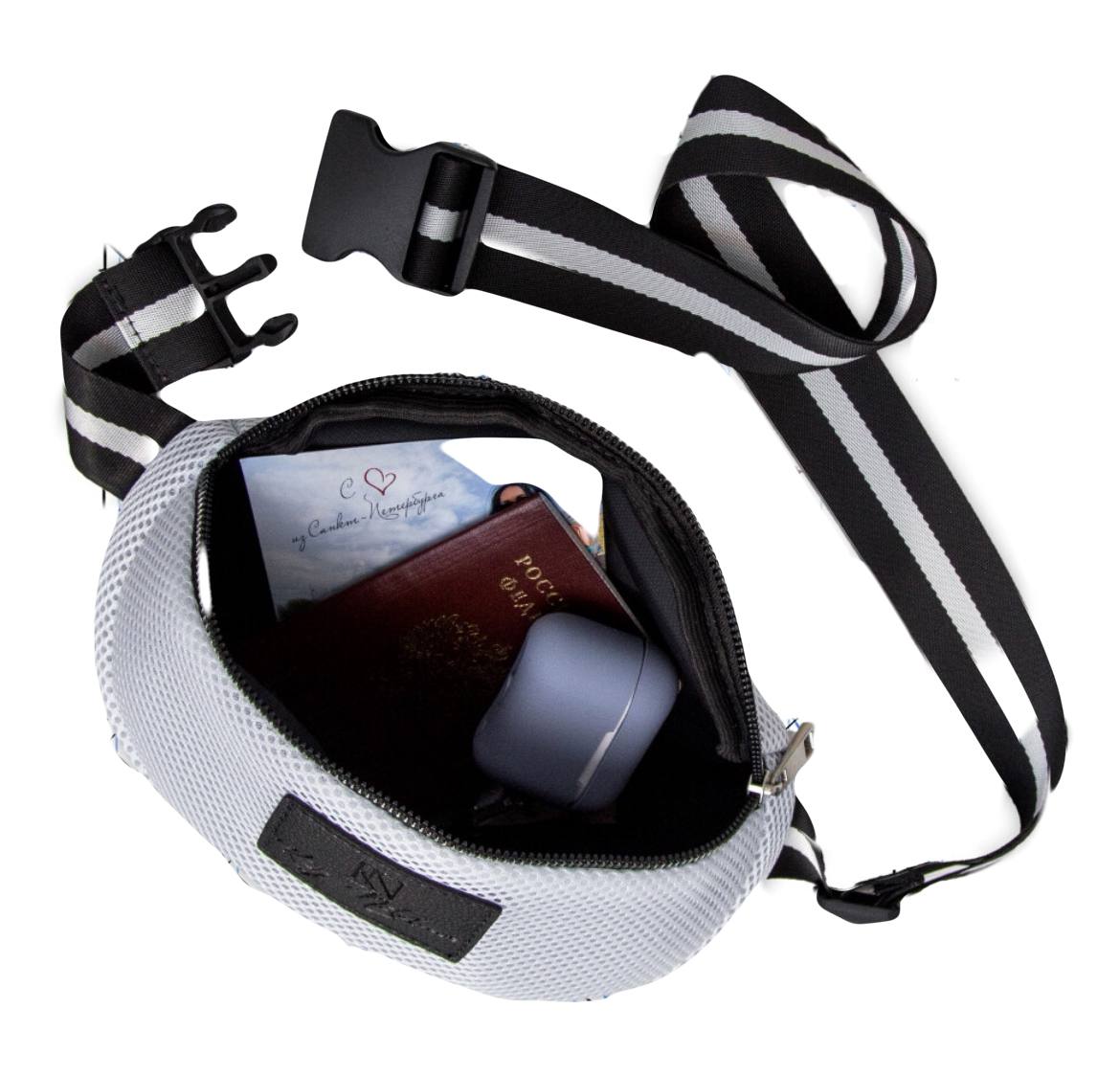 704-514 Сумка поясная размер S белый(Air Mesh) (Белый/25*13*10/текстиль/KATY NIKOLAEVA)