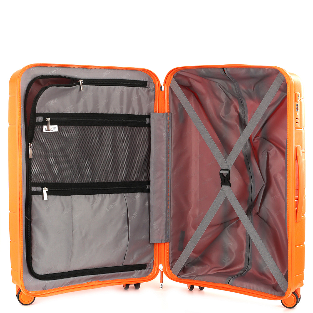 EN9520-24-6 Чемодан 4-х колесный 100% полипропилен FABRETTI  (Оранжевый/45*66*26/полипропилен/M/FABRETTI)