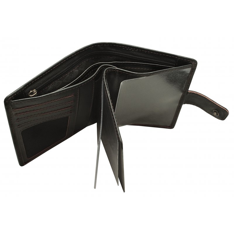 763 Портмоне с блоком для прав и отделением для паспорта (Сахара ) (черный/10*14*3/натуральная кожа/Dimanche)