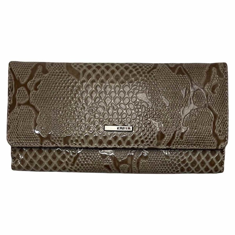 1195-011 Портмоне женское натуральная кожа KARYA (Бежево-коричневый лак/19*9,5*2,5/натуральная кожа/KARYA)