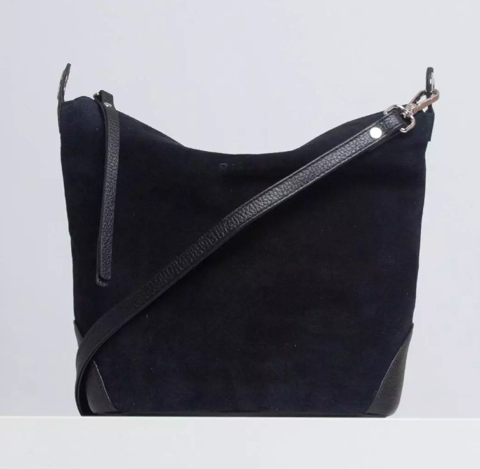 3198LNC Сумка женская замша (Черный) (Черный/20*23*8/натуральная замша/кожа/Richet)