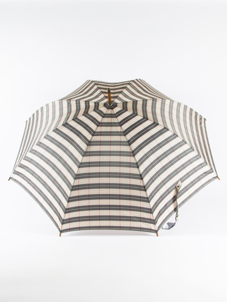 718542 Зонт мужской, трость, полуавтомат, ручка дер.крюк, клетка (эпонж/Goroshek)