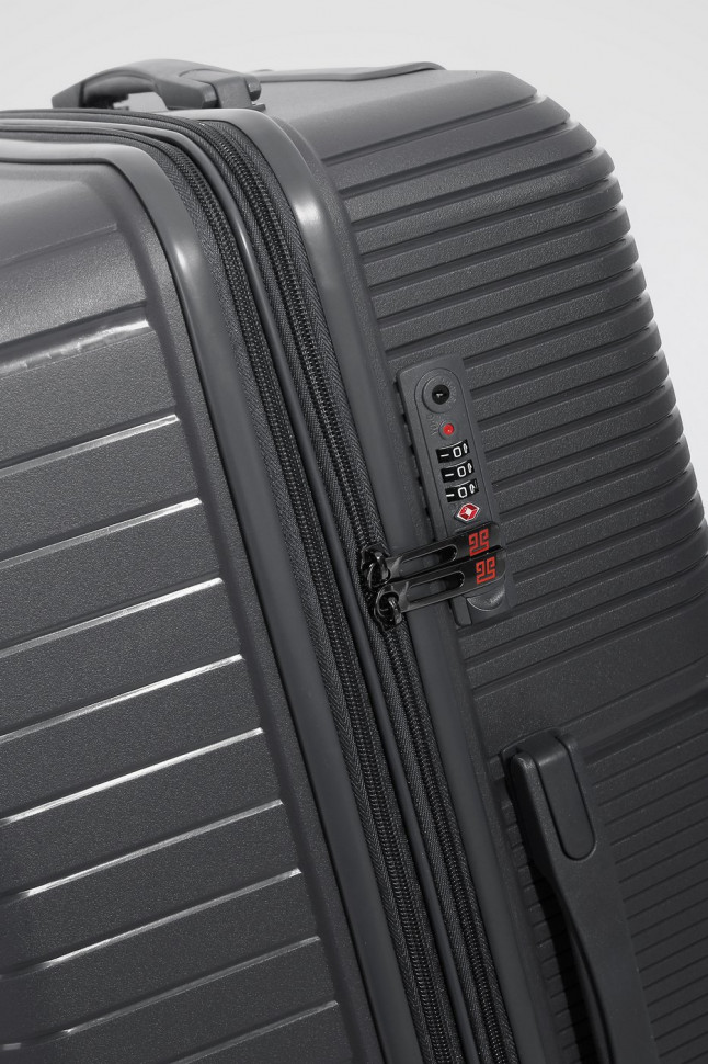 49M-008-428 Чемодан 4-х колесный (серый/49*77*33/полипропилен/L/4,8 кг/106 литров/Eberhart)