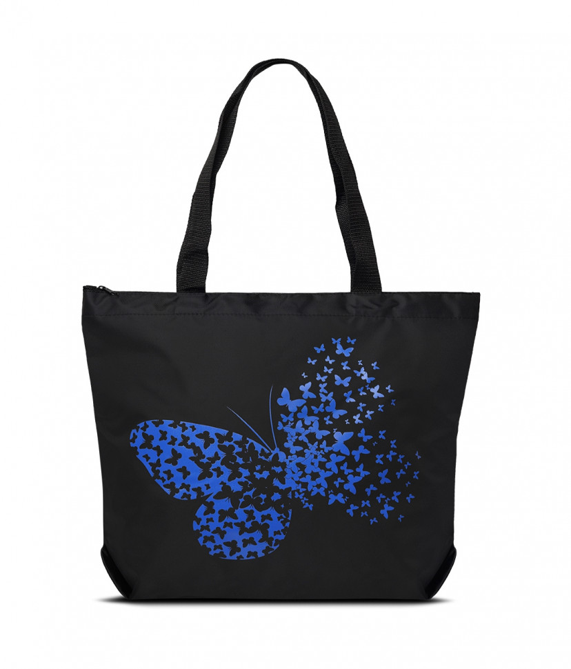 1-111 Сумка молодёжная (Бабочка/черный) (Черный/36*43*12/текстиль/ANTAN)