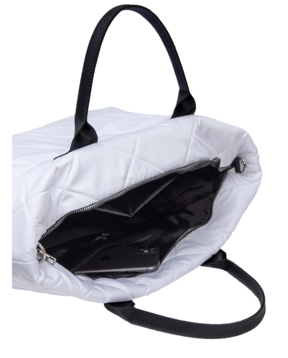 711-31403 Сумка спортивная/шоппер белый+ромбы большие+ремень (Dewspo) (Белый)