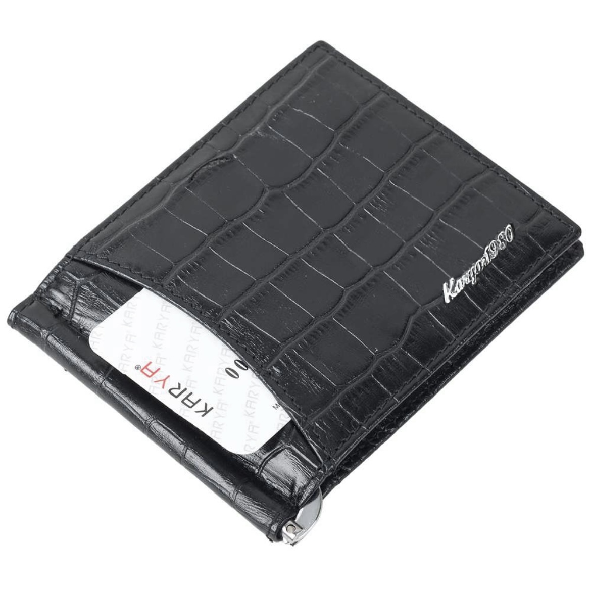 0455-53 Зажим для купюр KARYA (Черный/11*8,5*1/натуральная кожа)