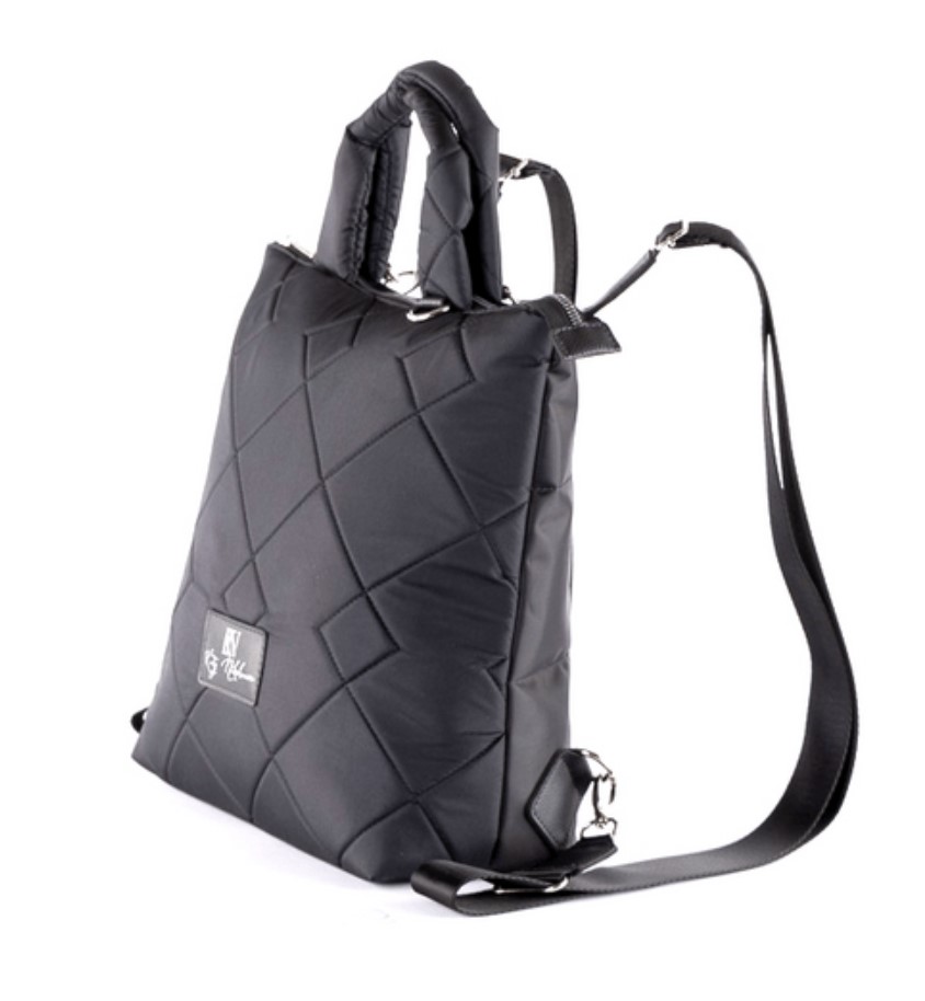 006-30303 Сумка-рюкзак женская черный+ромбы большие (Dewspo) (черный/29*31*14/текстиль/KATY NIKOLAEVA)