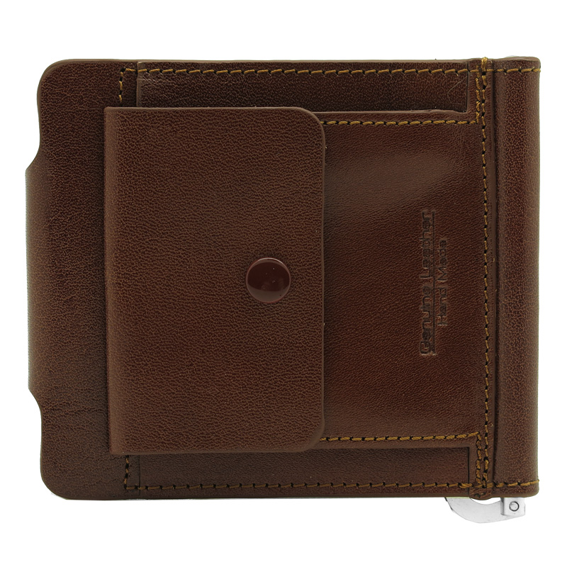 3204 Зажим для купюр V/ TAN 004 (Рыжий/10*8,5*0,5/натуральная кожа/CANGURIONE)