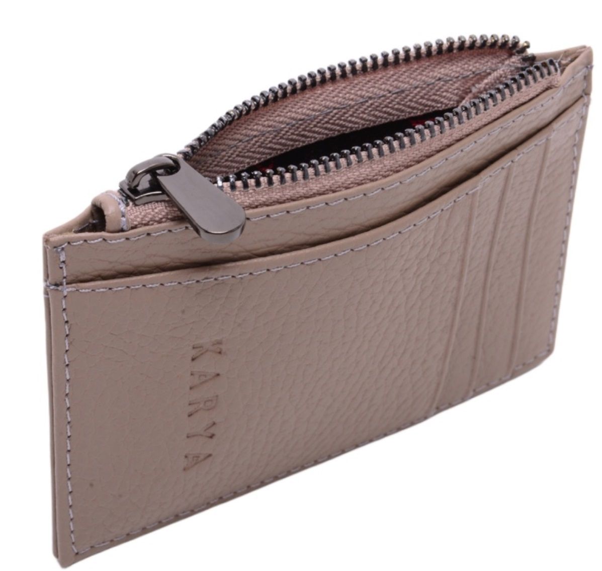 0042-50 Картхолдер натуральная кожа KARYA (Бежевый/12*8*0,5/натуральная кожа/KARYA)