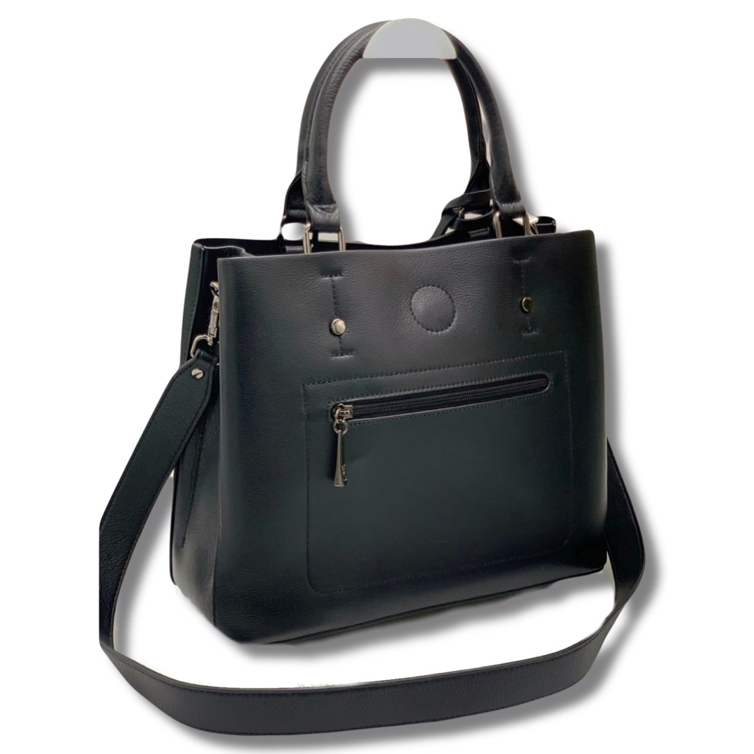 106К Сумка женская натуральная кожа (чёрный) (черный/30*26*13/натуральная кожа/Redmond)