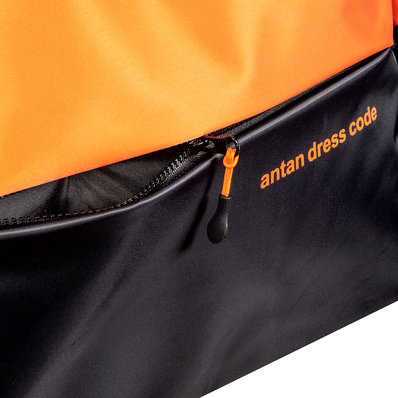 2-168 Сумка дорожная (Сатин/оранжево-черный)) (Черный/оранжевый/43*31*29/текстиль/ANTAN)