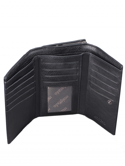 55020-5-46# Black Кошелек Средний Malgrado (черный/14*8,5*2,5/натуральная кожа/Malgrado)