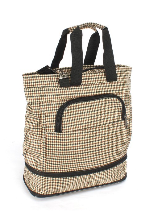 М-090 Сумка хозяйственная гусиная лапка (Бежевый/36*34*16/полиэстер)