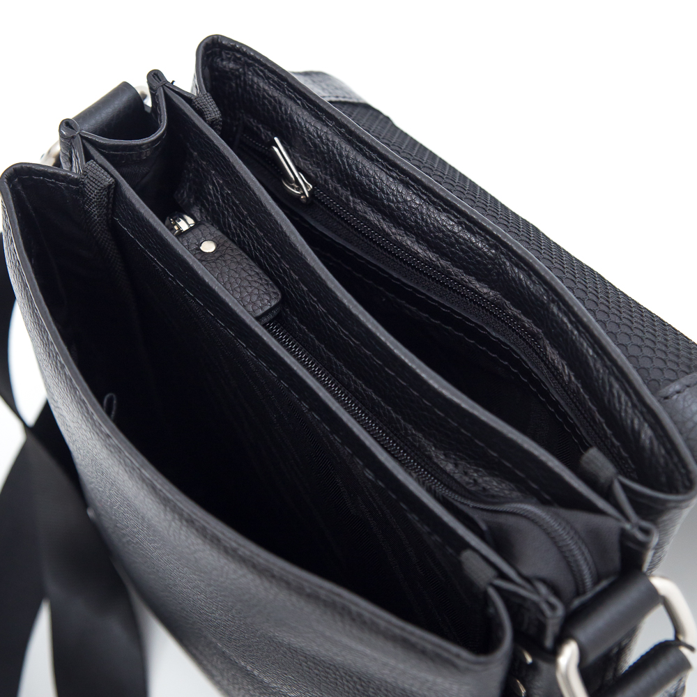 255 чёрная Сумка мужская натуральная кожа WOLFE (Черный/22*28*7/натуральная кожа/WOLFE)