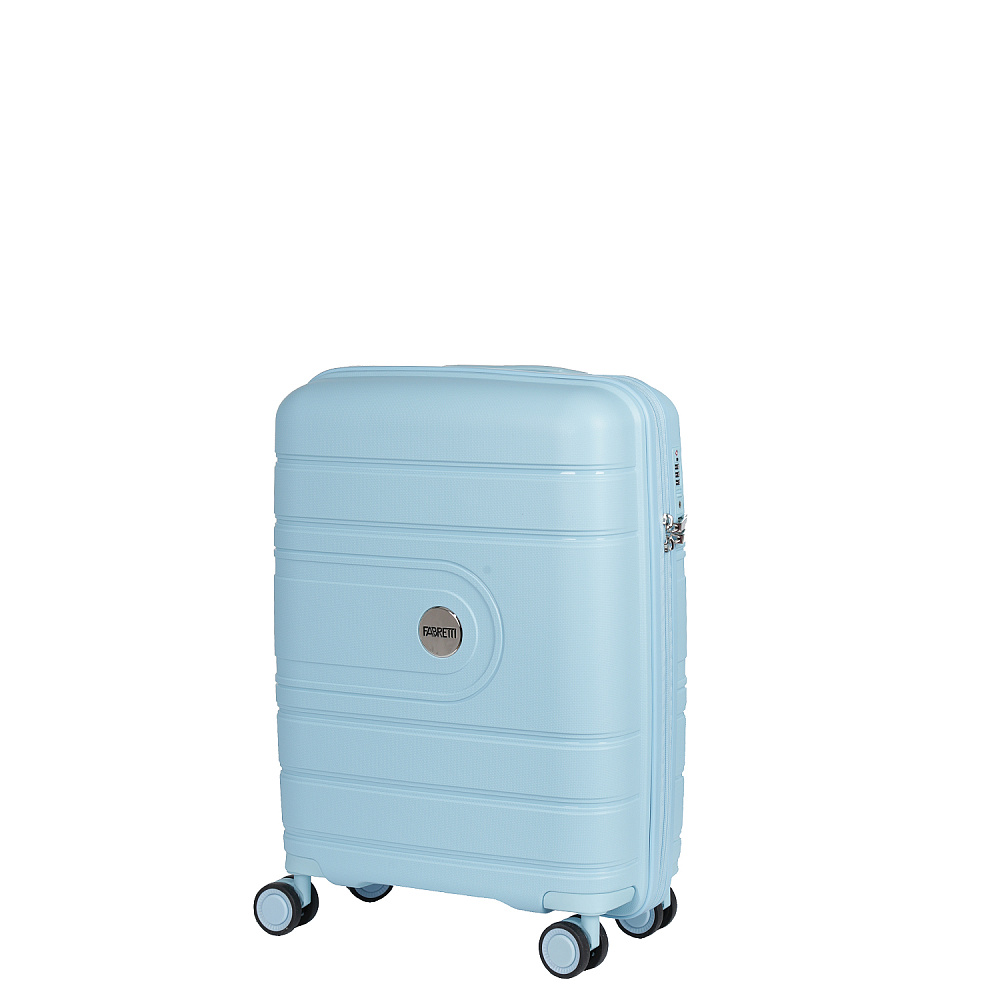 EN9520-20-9 Чемодан 4-х колесный 100% полипропилен  FABRETTI (Голубой/39*54*21/полипропилен/S/FABRETTI)